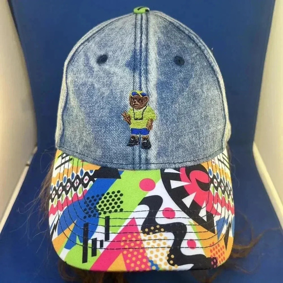 Vibrant Denim Cap with Colorful Patterned Brim - Picture 3 of 7